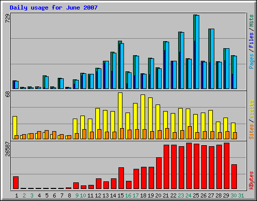 Daily usage for June 2007